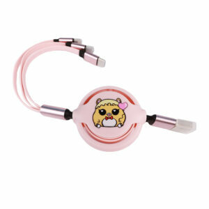 Kabel USB Zwijany 3W1 Gumowy Różowy